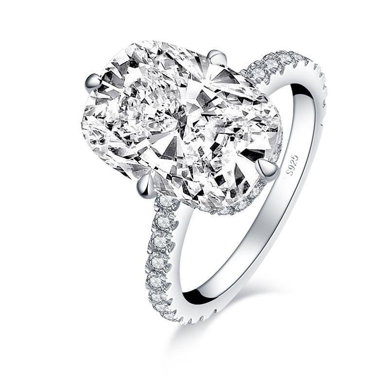 Cushion Cut Under Halo Silver Engagement Ring