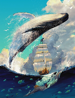 Paint by Numbers Kit Whale Sailing Scenery