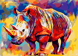 Paint by Numbers Kit Animal Colorful Rhino