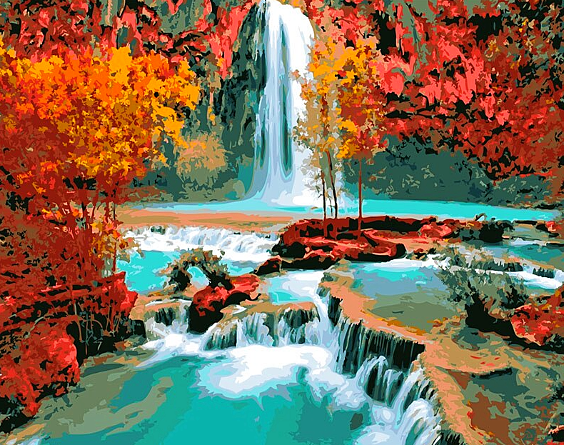 Paint by Numbers Kit Waterfall Landscape