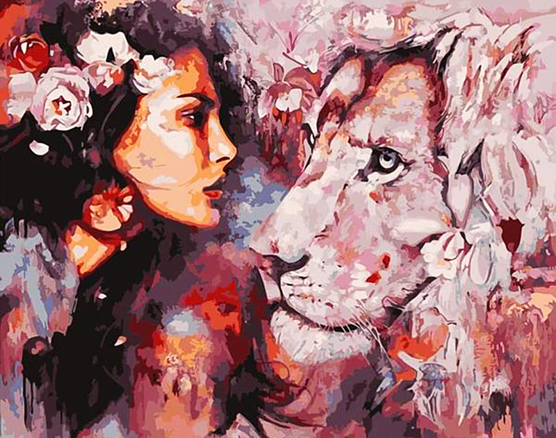 Paint by Numbers Kit Lion & Woman