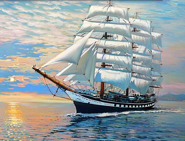 Paint by Numbers Kit Sailing Ship Sunset