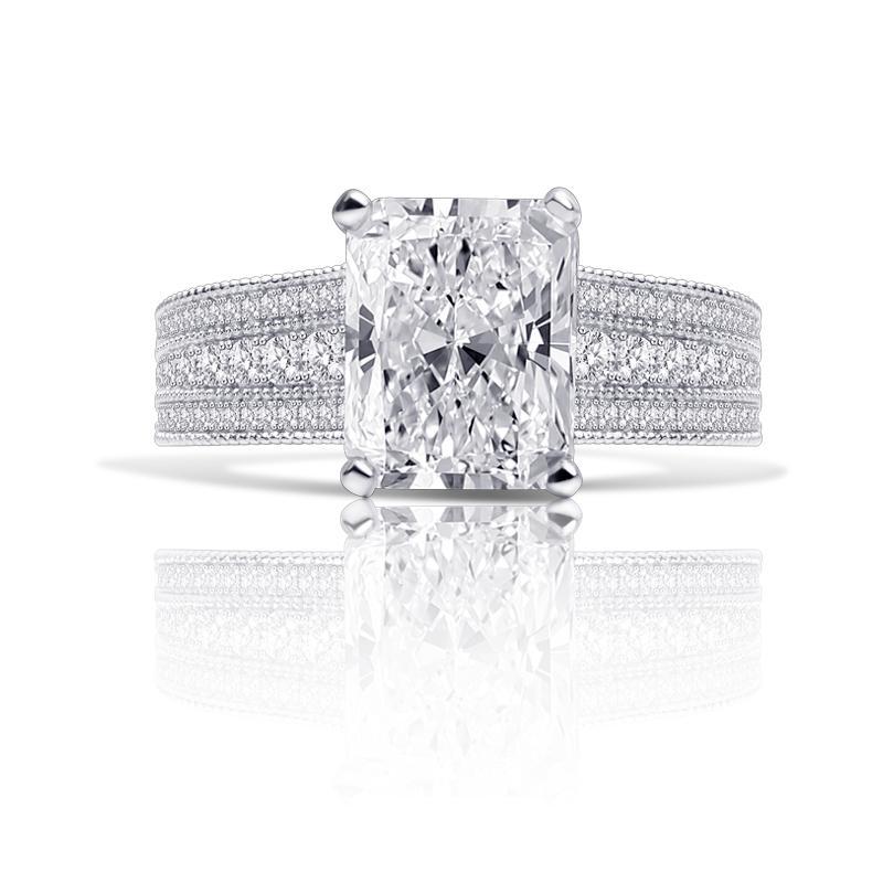 Radiant Cut Under Halo 925 Sterling Silver Engagement Ring