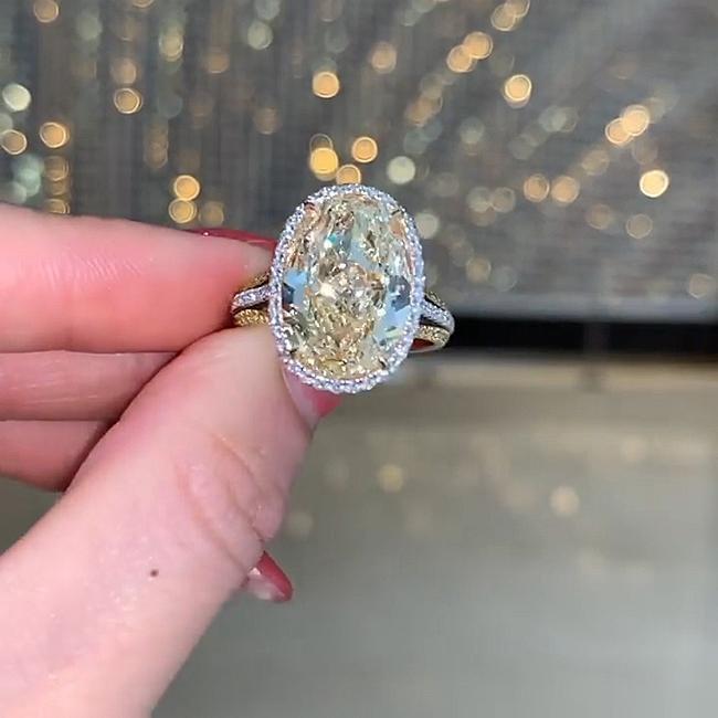 Halo Classic Oval Cut Yellow Engagement & Party Ring