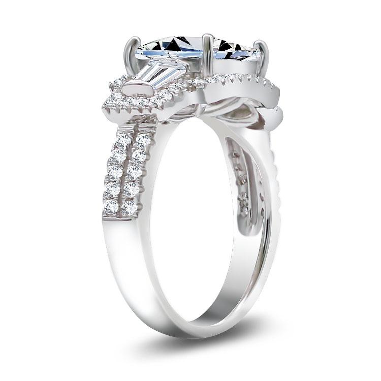 Handmade 2.7 CT Princess Cut Halo Sterling Silver Engagement Ring