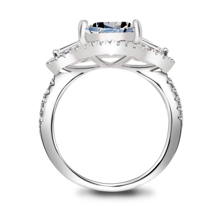 Handmade 2.7 CT Princess Cut Halo Sterling Silver Engagement Ring
