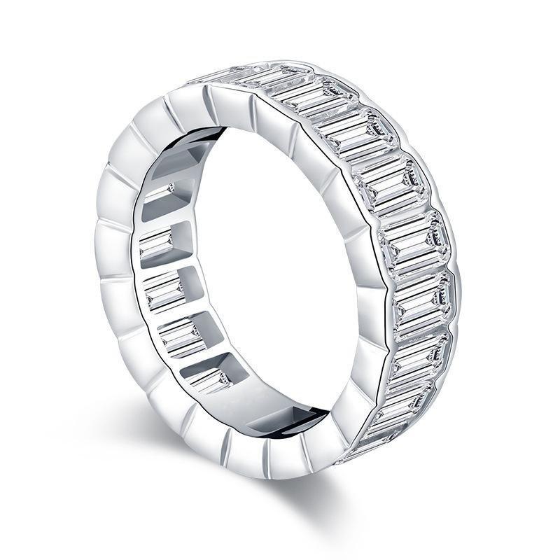 Handmade Emerald Cut Sterling Silver Eternity Ring