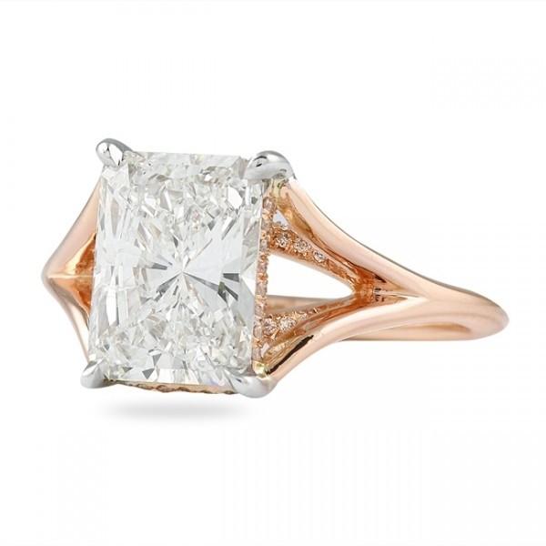 Handmade Rose Gold 3.0CT Split Band Solitaire Engagement Ring - jolics