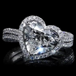 Heart Cut 925 Sterling Silver Double-Row Halo Engagement Ring