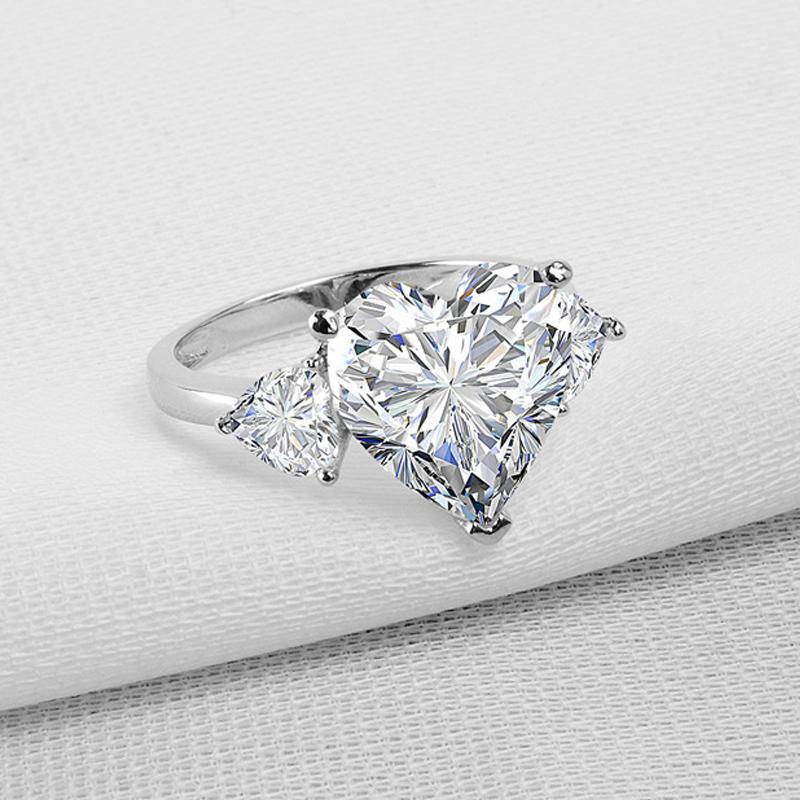 Heart Cut Three Stone Solitaire Classic Ring