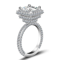 Jolics Handmade Princess Cut Halo 925 Sterling Silver Engagement Ring