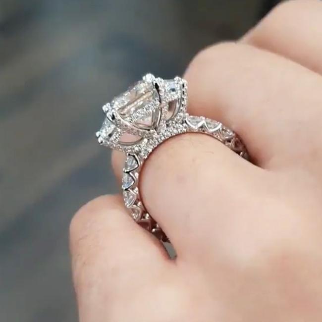 Jolics Handmade Princess Cut Three Stone 925 Sterling Silver Party & Engagement Ring