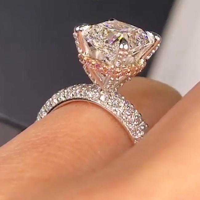 Jolics Handmade Radiant Cut 925 Sterling Silver Engagement Ring