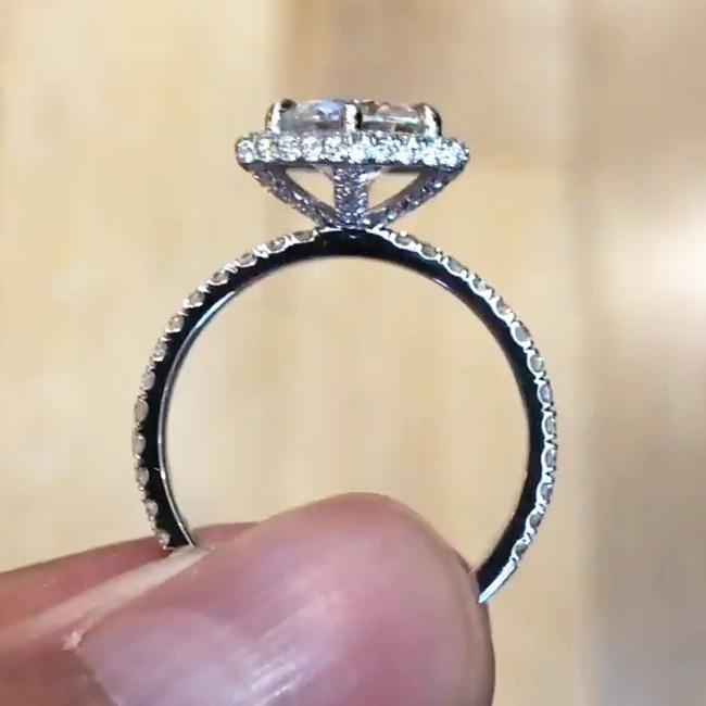 Jolics Handmade Round Cut Halo Diamond 925 Sterling Silver Party & Engagement Ring