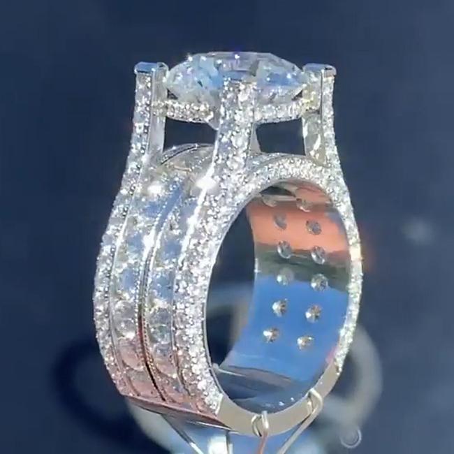 Jolics Handmade Round Cut Sterling Silver Engagement Ring
