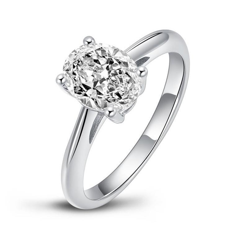 Jolics Oval Solitaire Sterling Silver Ring