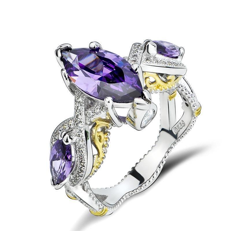 Marquise Cut Purple Twist Ring
