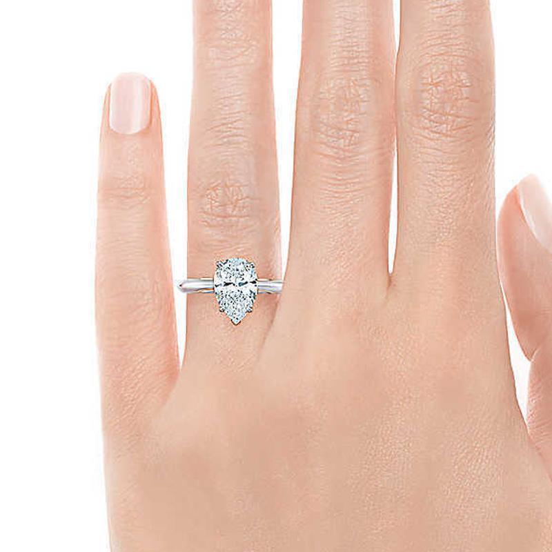 Pear Solitaire Created Ring