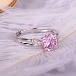 Pink Three Stone Ring