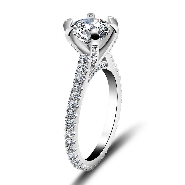 Round Cut Halo 925 Sterling Silver Engagement Solitaire Ring