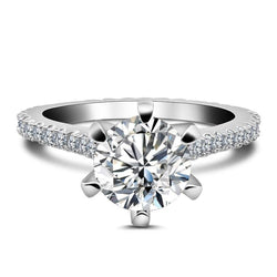 Round Cut Halo 925 Sterling Silver Engagement Solitaire Ring