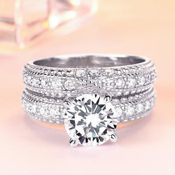 Round Cut Luxury Wedding Ring Set