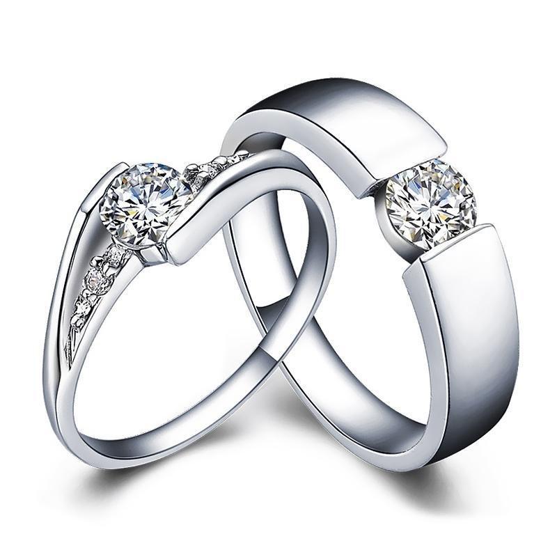 Round Cut Open Couple Rings