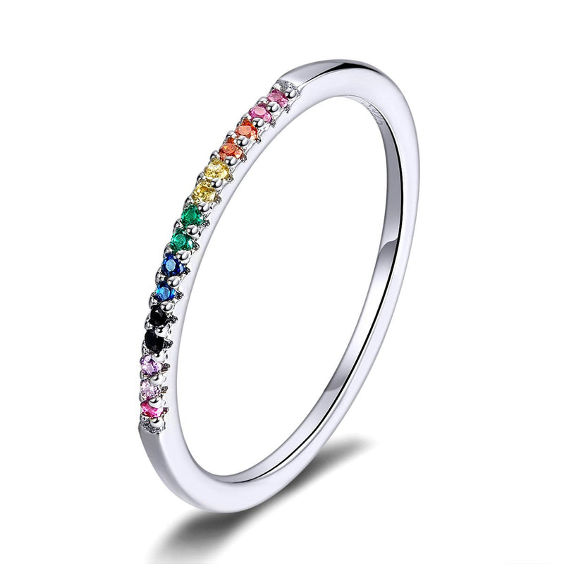 Simple Multi Color 925 Sterling Silver Stackable Ring