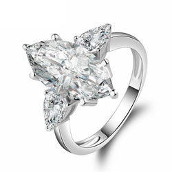 Three Stone Marquise Created Engagement Ring