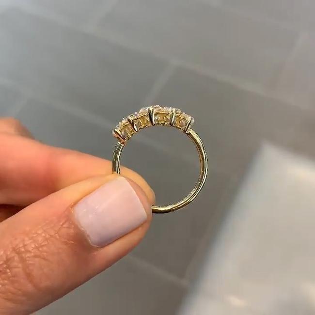 Unique Five-Stone Sterling Yellow Gold  Ring