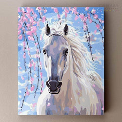 White Horse Portrait-Paint by Numbers for Adults-Canvas by Numbers