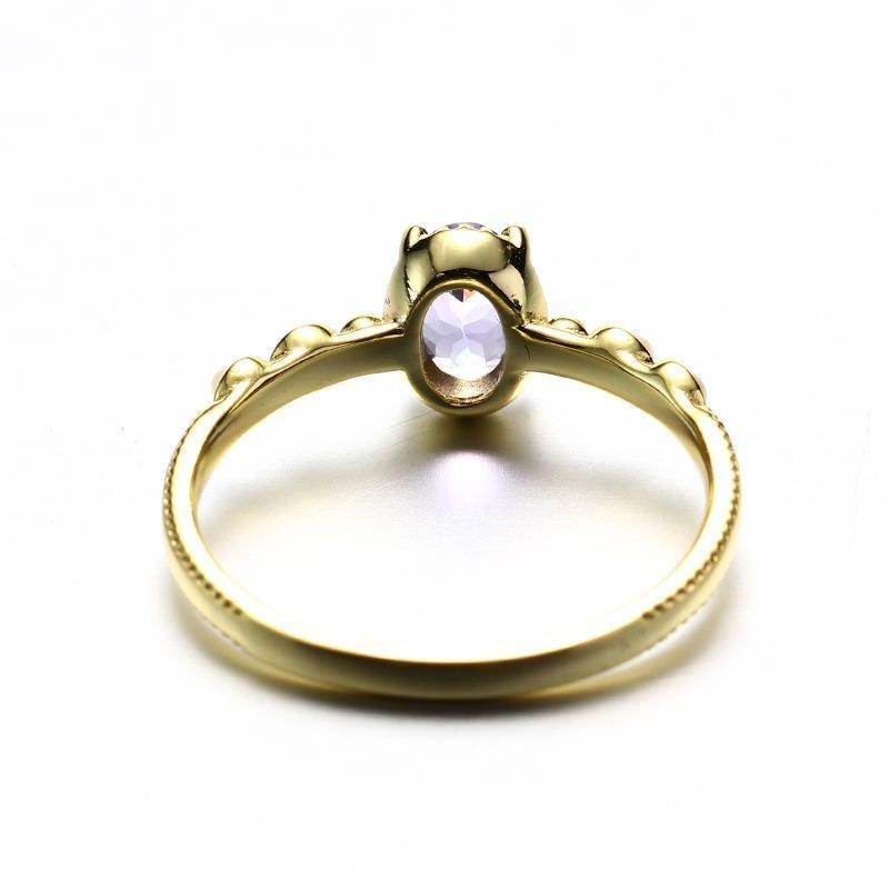 Yellow Gold Zoisite Stone Ring With Pearl